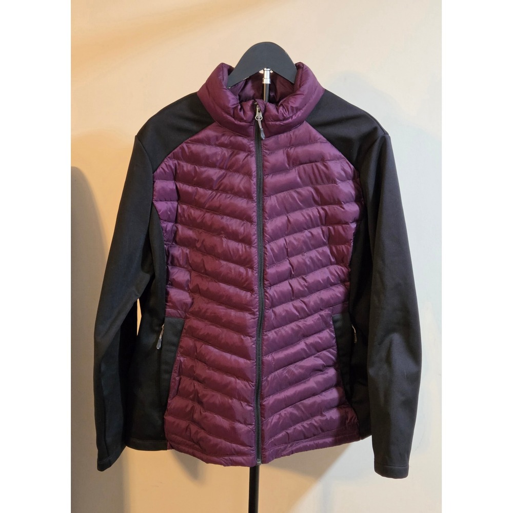 32 Degrees Heat Quilted Puffer Front Zip Up Jacket Women's Size XXL Black Purple